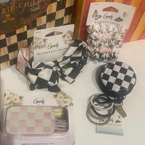 Goody x Mackenzie-Childs Checkerboard Hair Accessory Set in Black & Cream